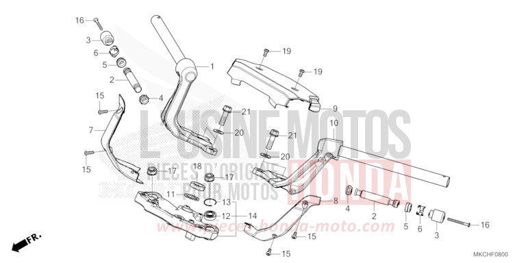 HANDLE PIPE/TOP BRIDGE for Gold Wing CANDY ARDENT RED (R367B) from 2021